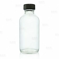 Brand new ⌛ BarMan Boston Round Craft Bartending Bottle W/ Black Lid - Clear 4oz 🌟
