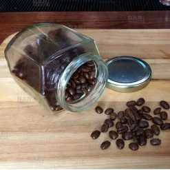 New 🌟 BarMan Oval Hexagon Glass Jar W/ Lid - 9 Oz 🌟 -barproducts Shop coffee beans hexagon jar 700x700