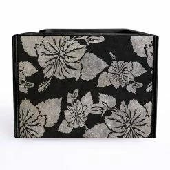 Cheapest 🔥 BarMan Wooden Bar Caddy - Rustic Hibiscus - Black 🎁 -barproducts Shop custom wood caddy HIB BLK WEB SIDE 700x700