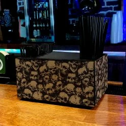 Wholesale 💯 BarMan Wooden Bar Caddy - Skulls 😍 -barproducts Shop custom wood caddy SKULLS WEB SCENE 700x700