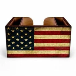 Discount ⭐ BarMan Wooden Bar Caddy - Rustic American Flag 😍