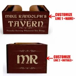 Cheapest 🛒 BarMan Customizable Wooden Bar Caddy - Tavern 🤩 -barproducts Shop custom wood caddy tavern web 5 700x700