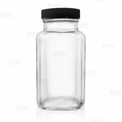 Promo 🥰 BarMan French Square Craft Bartending Jar W/ Black Lid - Clear 6oz ⌛
