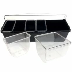 Cheapest 😉 BarMan Condiment Holder (4) 1-Quart (1) 2-Quart Fruit Trays - Black 🥰