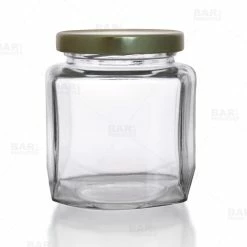New 🌟 BarMan Oval Hexagon Glass Jar W/ Lid - 9 Oz 🌟