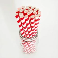 New ???? BarMan BarConic® "Eco-Friendly" Jumbo Paper Straws - 7 3/4" Red Stripe - 100 Pack ❤️ -barproducts Shop paper straws jumbo red stripe bpc 3 700x700