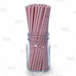 New ???? BarMan BarConic® Eco-Friendly Paper Straws - Pink Dot - 100 Pack ✔️