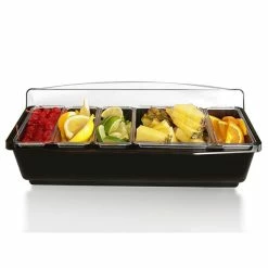 Deals ⭐ BarMan Roll Top Condiment Holder (Fruit Trays) With (4) 1-Quart And (1) 2-Quart Inserts 👏