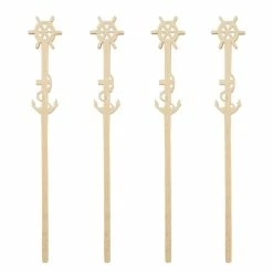 Promo ❤️ BarMan BarConic® Bamboo Sailor Swizzle Sticks - 100 Pack 💯