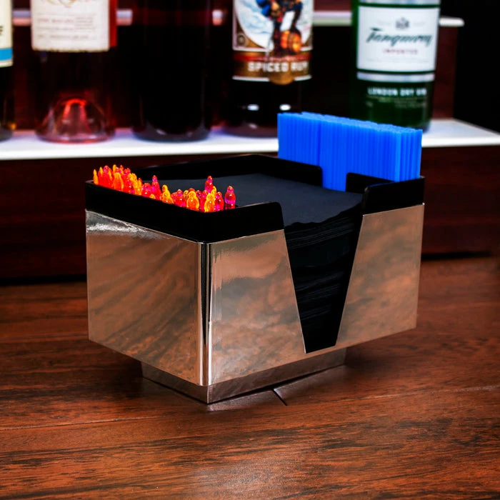 Best Pirce 👏 BarMan NAPKIN BAR CADDY - 3 COMPARTMENT- BLACK/CHROME ✔️ 2 Best Pirce 👏 BarMan NAPKIN BAR CADDY - 3 COMPARTMENT- BLACK/CHROME ✔️ - Image 2