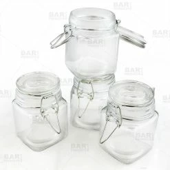 Buy ✔️ BarMan Square Condiment/Spice Jars - Locking Seal Lid - Set Of 4 🔔 -barproducts Shop spice jars square 4pk bpc 4 700x700