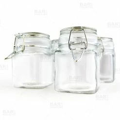 Buy ✔️ BarMan Square Condiment/Spice Jars - Locking Seal Lid - Set Of 4 🔔
