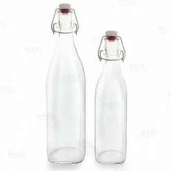 Budget 👏 BarMan Square Glass Bottle W/ Swing Top - Available In 1 Liter Or 17 Ounce 😍
